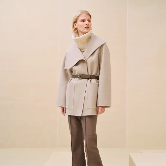 NIGO Hermes Women's Spring, Autumn And Winter Lace-up Long Sleeve Straight Solid Color Cashmere Coat Ngvp #nigo9274