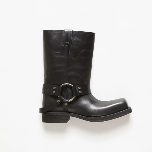 NIGO Acne Studios Women's Fashion Overlay Leather Buckle Boots Solid Color Casual Round Toe Boots Ngvp #nigo9275