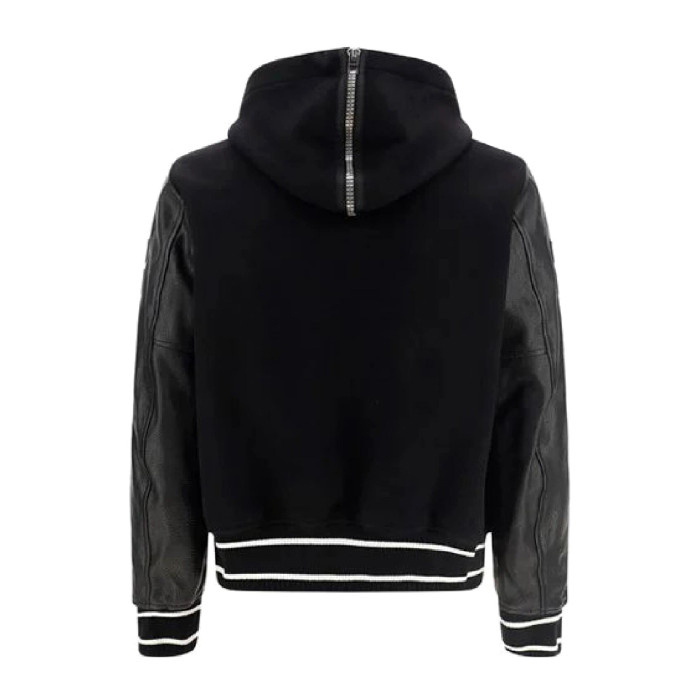 NIGO Givenchy Men's Fall/Winter Black Logo Printed Single Breasted Hooded Aviator Jacket #nigo72996