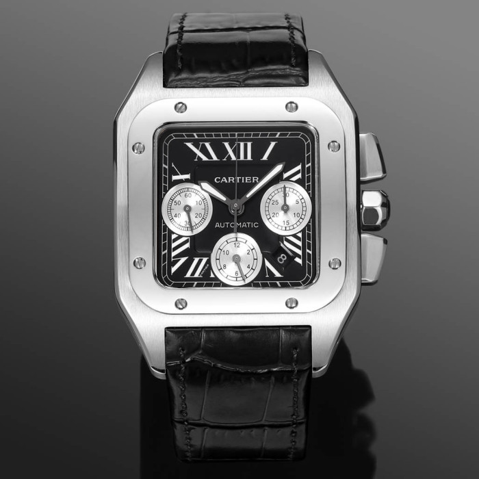 NIGO Cartier Santos Men's Automatic Mechanical Movement Roman Scale Date Display Chronograph 100M Water Resistant Mechanical Watch #nigo72997