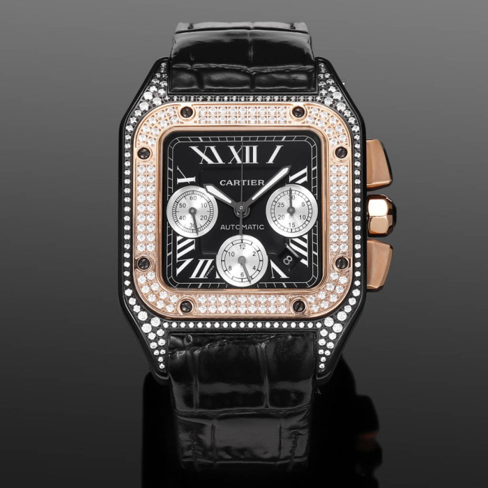 NIGO Cartier Santos Men's Automatic Mechanical Movement Roman Scale Date Display Chronograph 100M Water Resistant Mechanical Watch #nigo72997