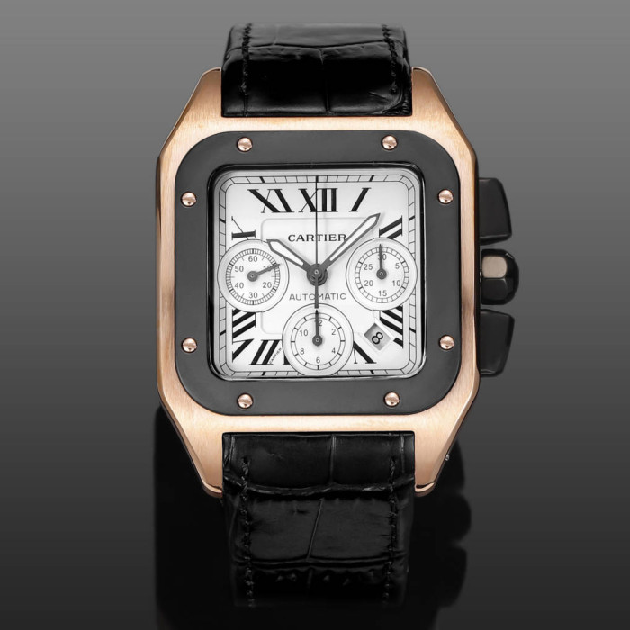 NIGO Cartier Santos Men's Automatic Mechanical Movement Roman Scale Date Display Chronograph 100M Water Resistant Mechanical Watch #nigo72997
