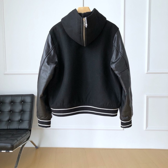NIGO Givenchy Men's Fall/Winter Black Logo Printed Single Breasted Hooded Aviator Jacket #nigo72996
