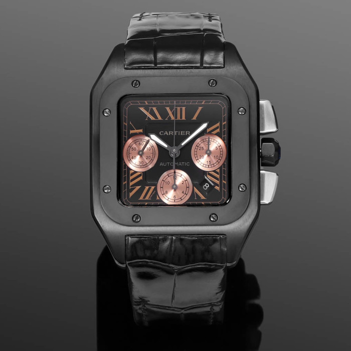 NIGO Cartier Santos Men's Automatic Mechanical Movement Roman Scale Date Display Chronograph 100M Water Resistant Mechanical Watch #nigo72997