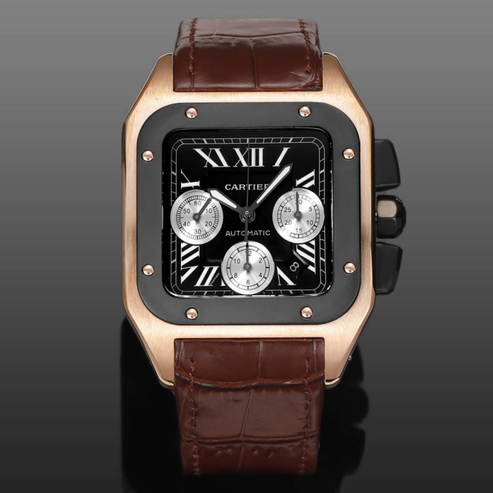 NIGO Cartier Santos Men's Automatic Mechanical Movement Roman Scale Date Display Chronograph 100M Water Resistant Mechanical Watch #nigo72997