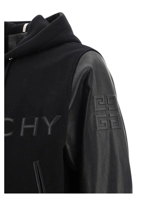 NIGO Givenchy Men's Fall/Winter Black Logo Printed Single Breasted Hooded Aviator Jacket #nigo72996