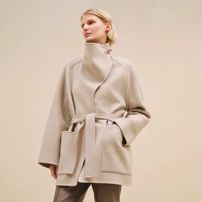 NIGO Hermes Women's Spring, Autumn And Winter Lace-up Long Sleeve Straight Solid Color Cashmere Coat Ngvp #nigo9274