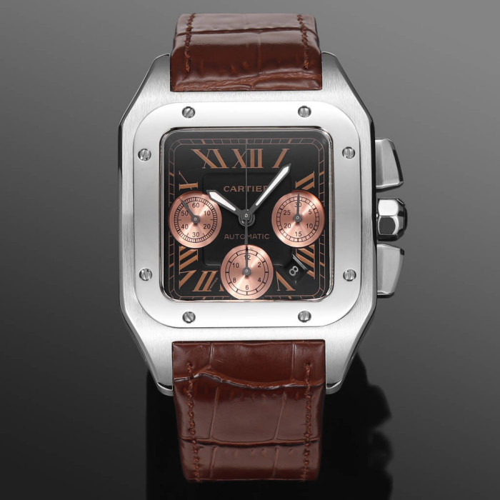 NIGO Cartier Santos Men's Automatic Mechanical Movement Roman Scale Date Display Chronograph 100M Water Resistant Mechanical Watch #nigo72997