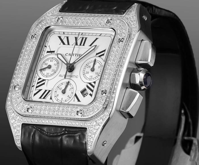 NIGO Cartier Santos Men's Automatic Mechanical Movement Roman Scale Date Display Chronograph 100M Water Resistant Mechanical Watch #nigo72997
