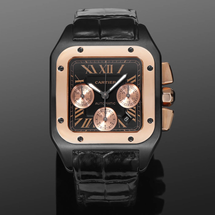 NIGO Cartier Santos Men's Automatic Mechanical Movement Roman Scale Date Display Chronograph 100M Water Resistant Mechanical Watch #nigo72997