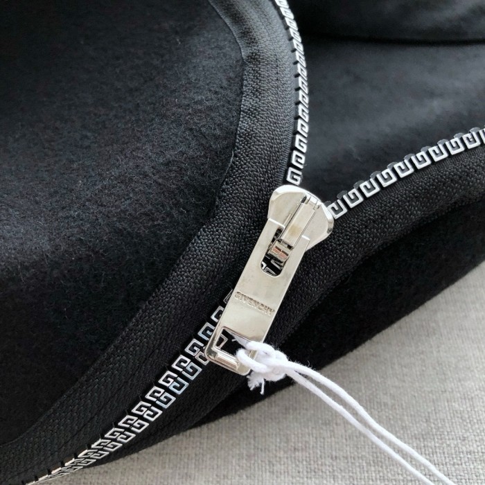 NIGO Givenchy Men's Fall/Winter Black Logo Printed Single Breasted Hooded Aviator Jacket #nigo72996