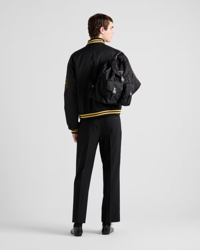 NIGO Prada Men's Spring And Autumn Monogrammed Striped Single Breasted Solid Color Long Sleeve Aviator Jacket Ngvp #nigo9272