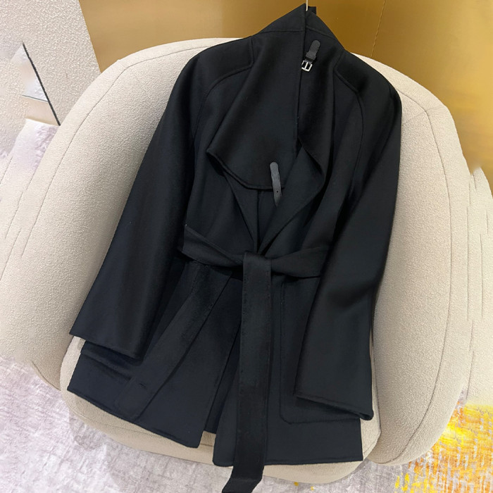 NIGO Hermes Women's Spring, Autumn And Winter Lace-up Long Sleeve Straight Solid Color Cashmere Coat Ngvp #nigo9274