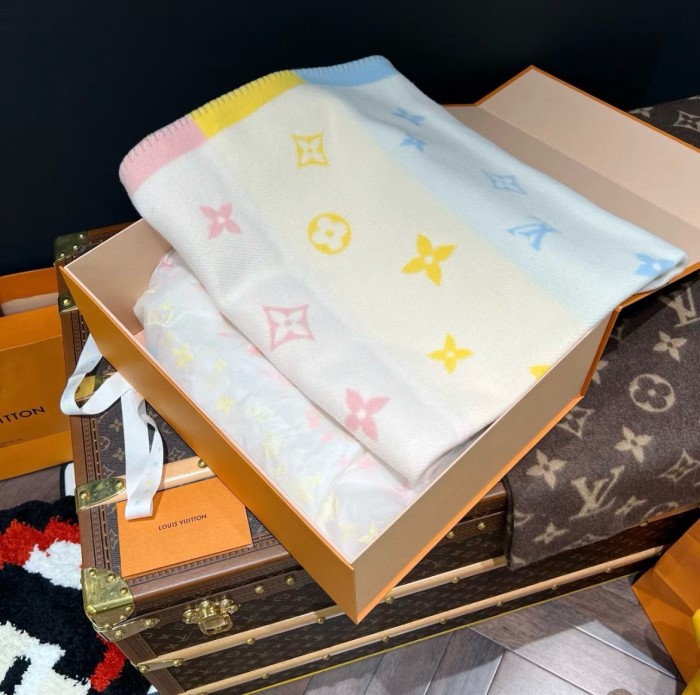 NIGO Louis Vuitton Kid's Comfort MELI-MELO Plaid Multicolor Wool Cashmere Lounge Blanket #nigo31339