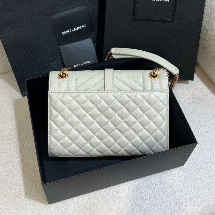 NIGO SAINT LAURENT Women's Chain Solid Color Logo Cowhide Envelope Bag Shoulder Crossbody Bags #nigo73112