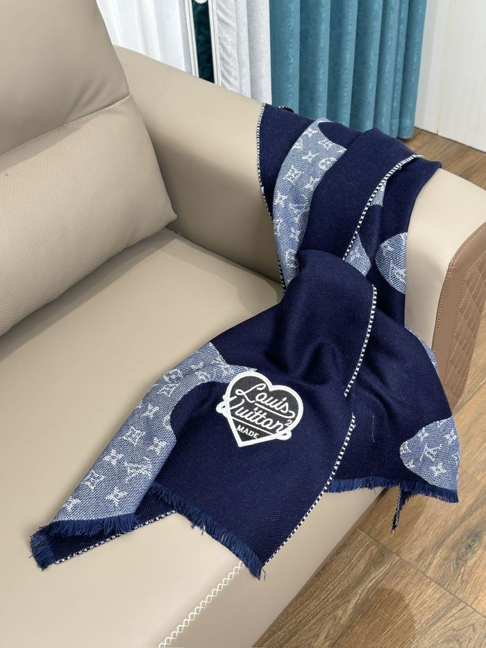 NIGO Louis Vuitton Men's And Women's Solid Color Monogrammed Fringed Wool Pom Pom Scarf #nigo73113
