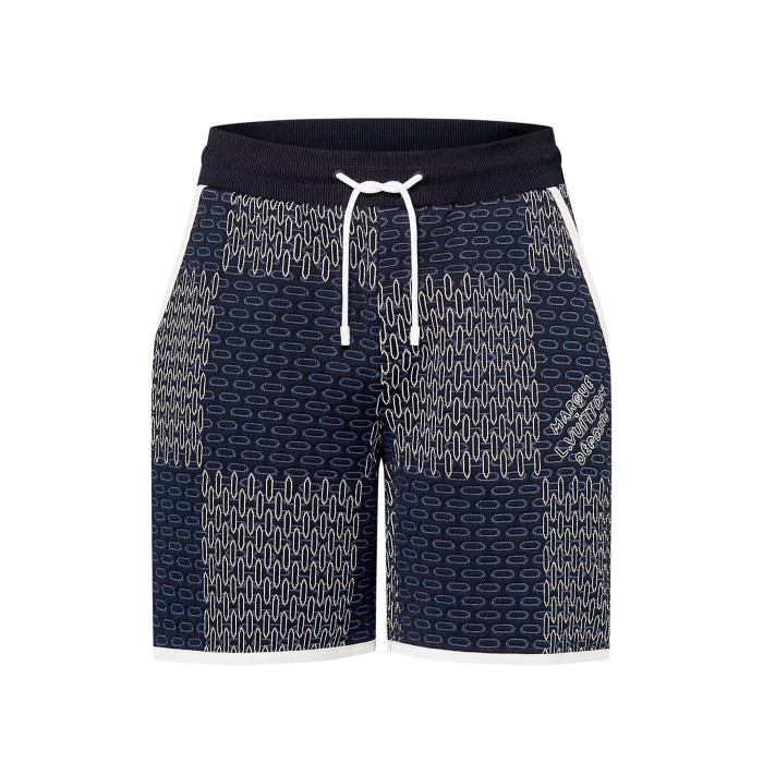 NIGO Louis Vuitton Men's Spring And Summer Letter Jacquard Knit Single Breasted Short Sleeved Shirt Drawstring Casual Shorts Suit Set #nigo73114