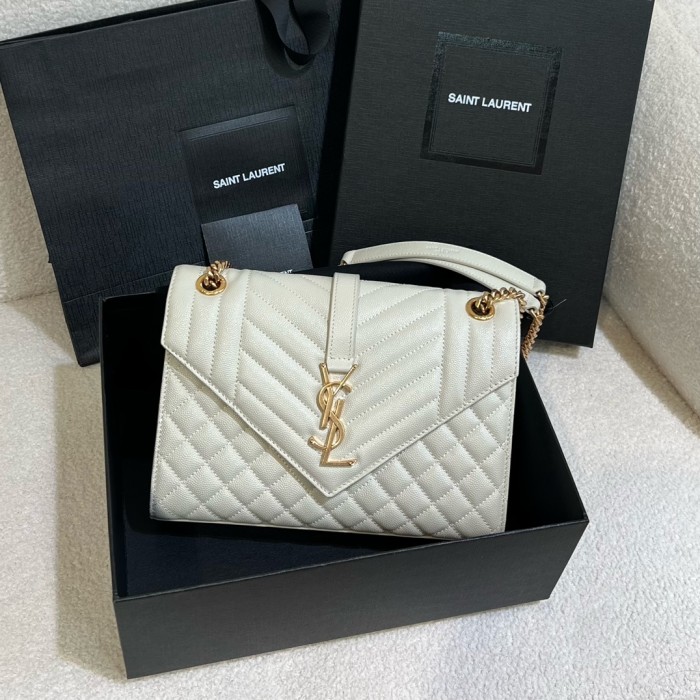 NIGO SAINT LAURENT Women's Chain Solid Color Logo Cowhide Envelope Bag Shoulder Crossbody Bags #nigo73112