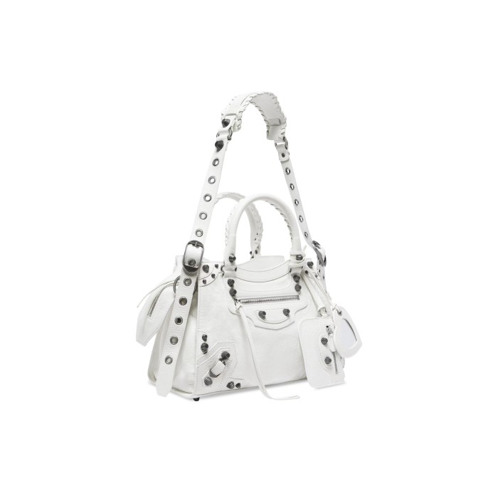 Nigo Balenciaga NEO CAGOLE CITY Trendy And Stylish Retro Motorcycle Metal Rivet Leather Zipper Love Pendant Card Bag Handbag Crossbody Bag 736046210B01000 Ngvp #nigo71267