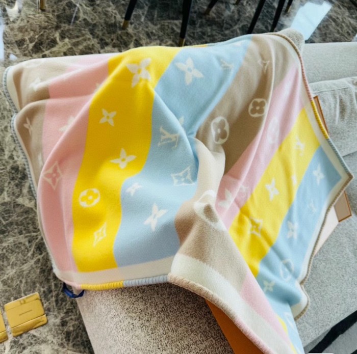 NIGO Louis Vuitton Kid's Comfort MELI-MELO Plaid Multicolor Wool Cashmere Lounge Blanket #nigo31339