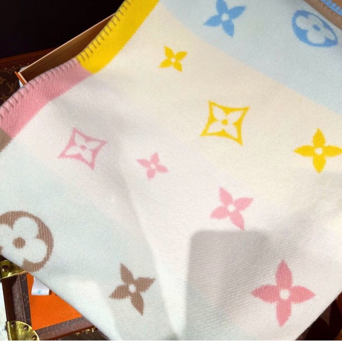 NIGO Louis Vuitton Kid's Comfort MELI-MELO Plaid Multicolor Wool Cashmere Lounge Blanket #nigo31339