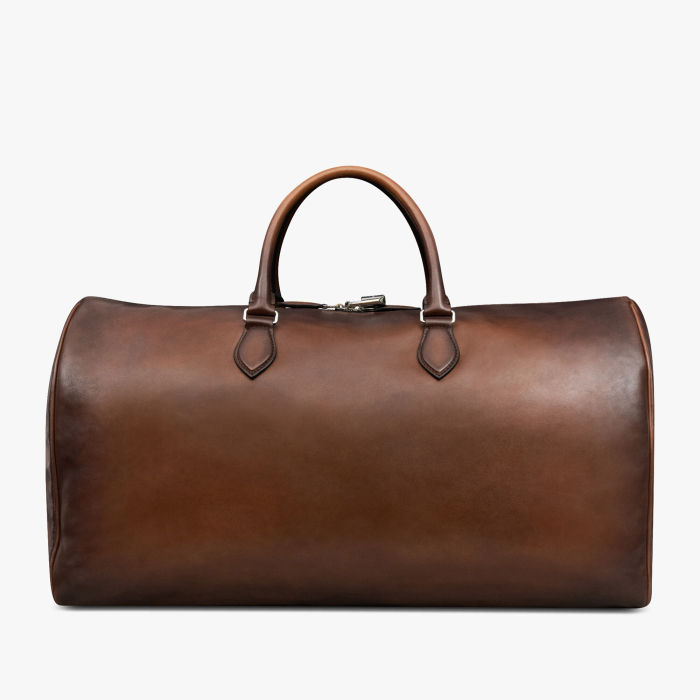 NIGO Berluti Men's Jour Off Vintage Solid Color Multi-Pocket Zipper Closure Padlock Adjustable Shoulder Strap Large Leather Travel Bag #nigo71597