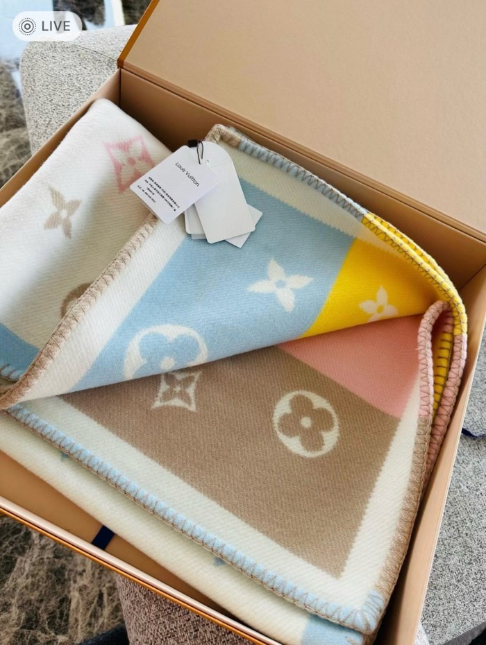 NIGO Louis Vuitton Kid's Comfort MELI-MELO Plaid Multicolor Wool Cashmere Lounge Blanket #nigo31339