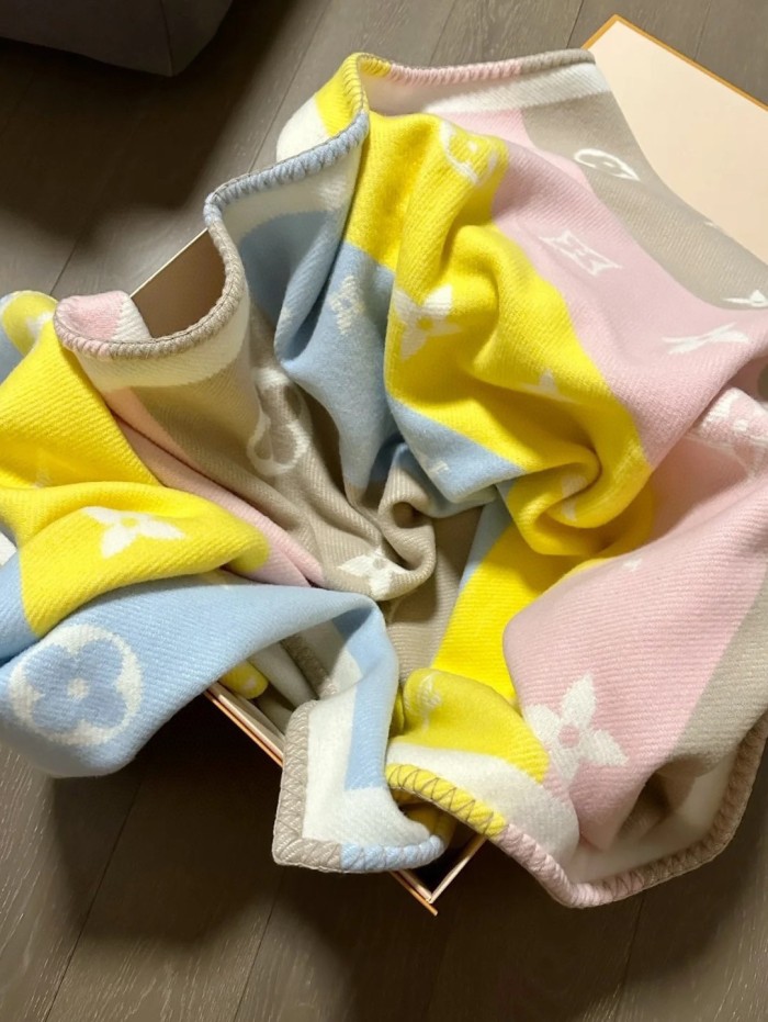 NIGO Louis Vuitton Kid's Comfort MELI-MELO Plaid Multicolor Wool Cashmere Lounge Blanket #nigo31339