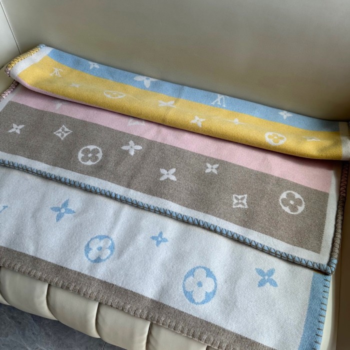 NIGO Louis Vuitton Kid's Comfort MELI-MELO Plaid Multicolor Wool Cashmere Lounge Blanket #nigo31339