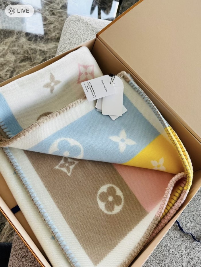 NIGO Louis Vuitton Kid's Comfort MELI-MELO Plaid Multicolor Wool Cashmere Lounge Blanket #nigo31339
