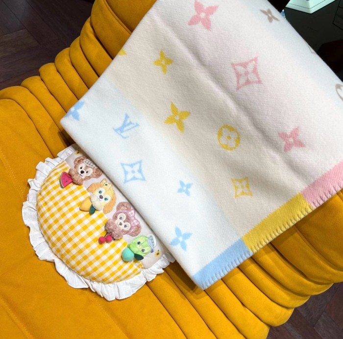 NIGO Louis Vuitton Kid's Comfort MELI-MELO Plaid Multicolor Wool Cashmere Lounge Blanket #nigo31339