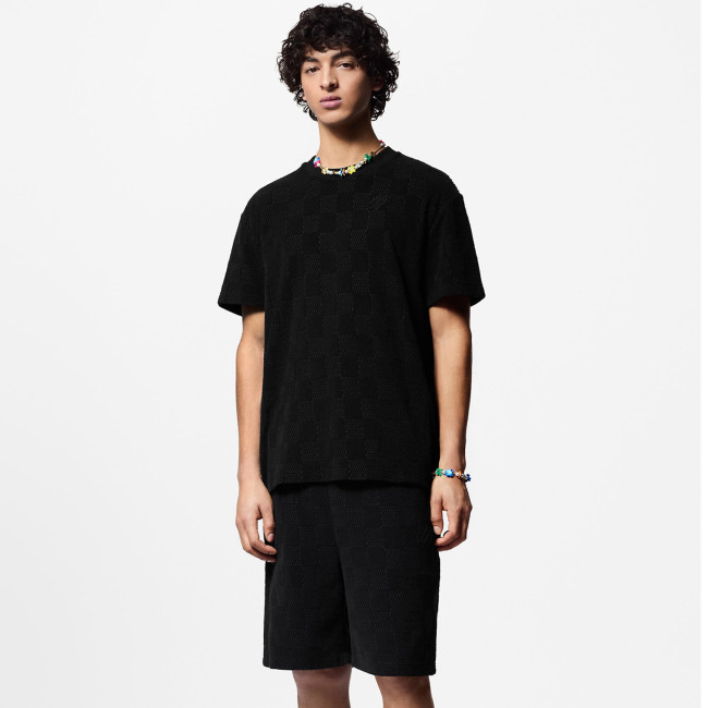 NIGO Louis Vuitton Men's Summer Black Embroidered Logo Printed Cotton Short Sleeve T-Shirt Casual Shorts Set Suit #nigo73129