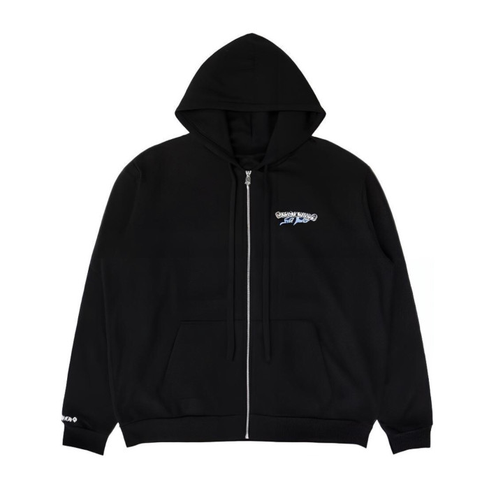 NIGO Chrome Hearts Men's Spring & Fall Black Logo Print Zipper Long Sleeve Hooded Sweatshirt Jacket #nigo73124