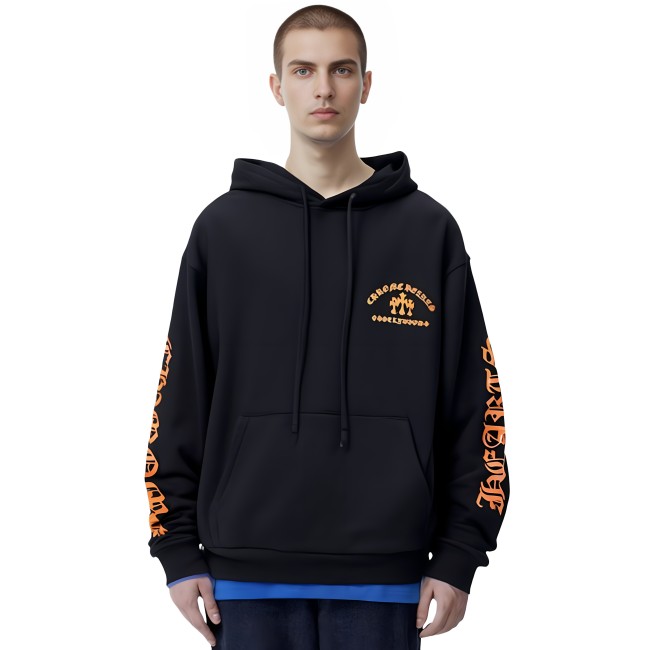 NIGO Chrome Hearts Men's Spring & Fall Black Logo Print Zipper Long Sleeve Hooded Sweatshirt Jacket #nigo73124