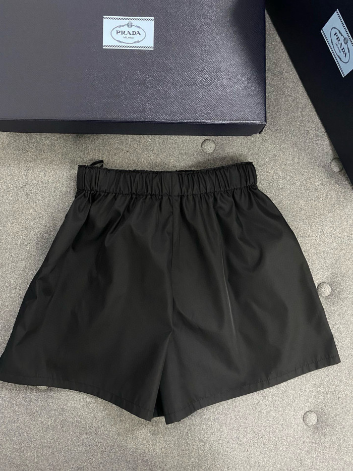 NIGO Prada Women's Summer Logo Black Re-Nylon Elastic Casual Fit Shorts #nigo71598