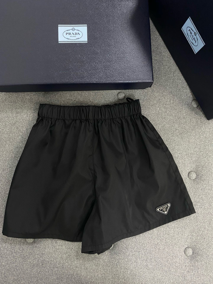 NIGO Prada Women's Summer Logo Black Re-Nylon Elastic Casual Fit Shorts #nigo71598
