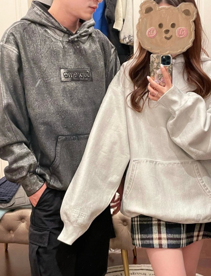 NIGO SUPREME/MM6 MAISON MARGIELA Men's and Women's Spring and Autumn Tie-Dye Washed Logo Solid Color Pocket Hooded Sweatshirt Pullover #nigo73148