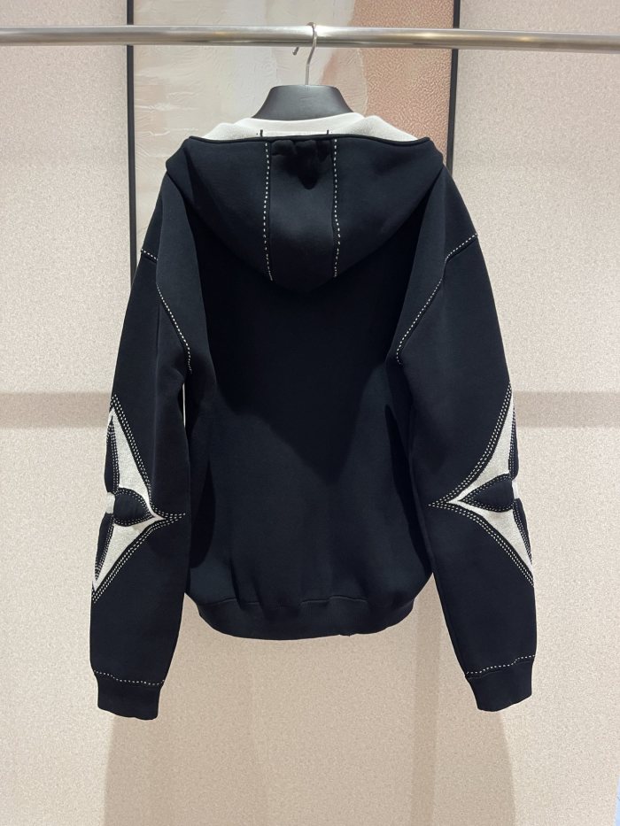 NIGO Louis Vuitton Women's Fall/Winter Black Logo Applique Zipper Hooded Long Sleeve Jacket #nigo73154
