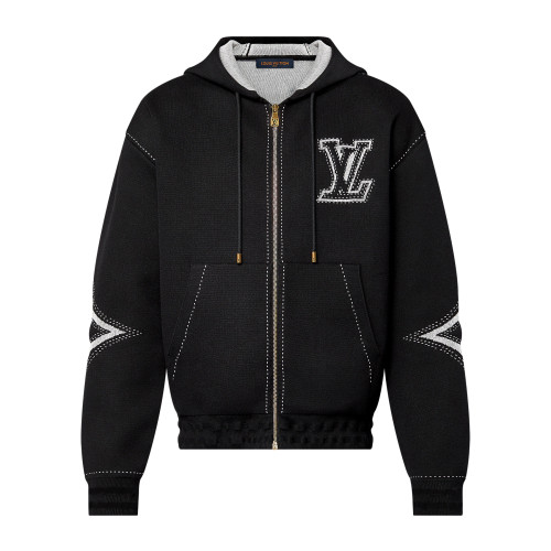 NIGO Louis Vuitton Women's Fall/Winter Black Logo Applique Zipper Hooded Long Sleeve Jacket #nigo73154