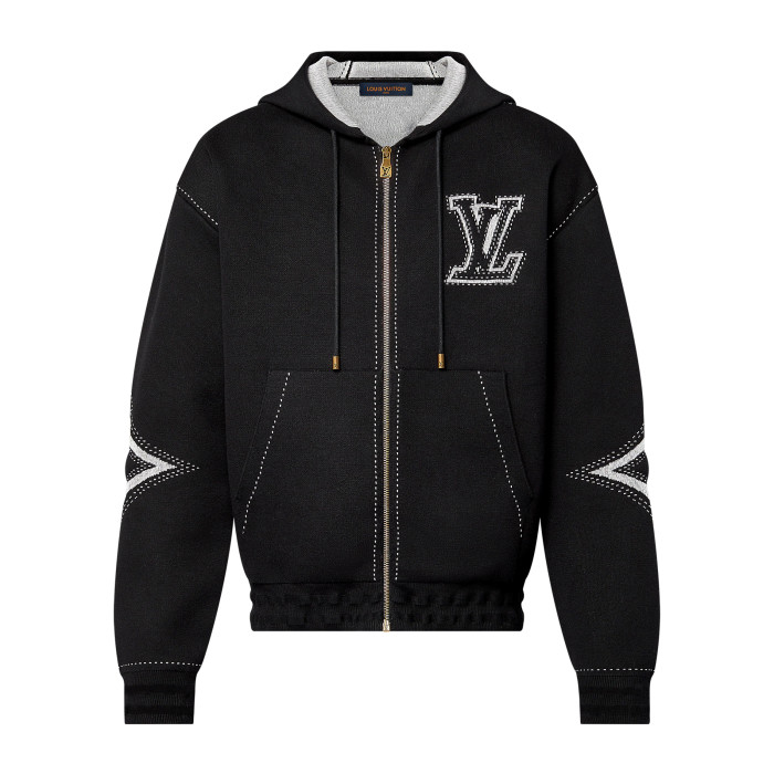 NIGO Louis Vuitton Women's Fall/Winter Black Logo Applique Zipper Hooded Long Sleeve Jacket #nigo73154