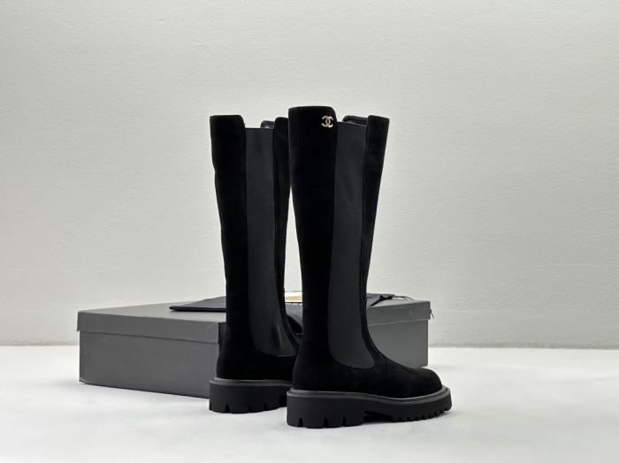 NIGO Chanel Women's Fall and Winter Black Calfskin Long Knight Boots Shoes #nigo73157