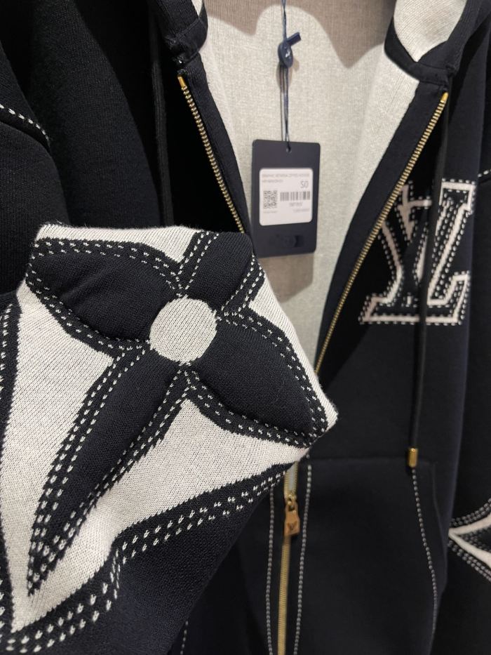 NIGO Louis Vuitton Women's Fall/Winter Black Logo Applique Zipper Hooded Long Sleeve Jacket #nigo73154