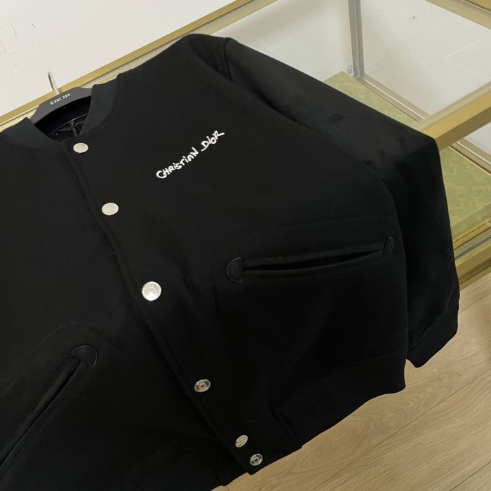 NIGO Dior Men's Fall And Winter Black Letter Print Single Breasted Long Sleeved Baseball Jacket #nigo73172