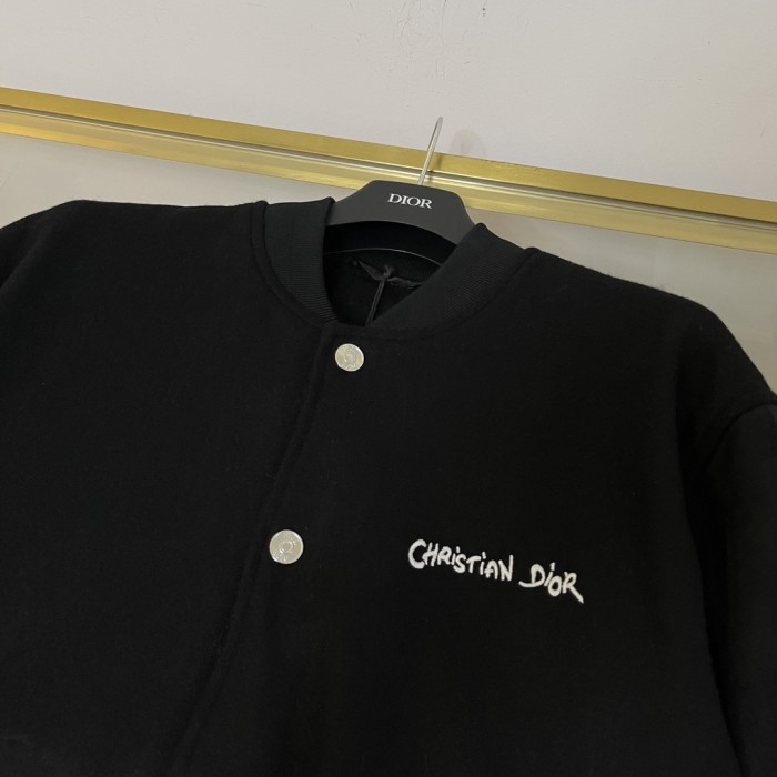 NIGO Dior Men's Fall And Winter Black Letter Print Single Breasted Long Sleeved Baseball Jacket #nigo73172