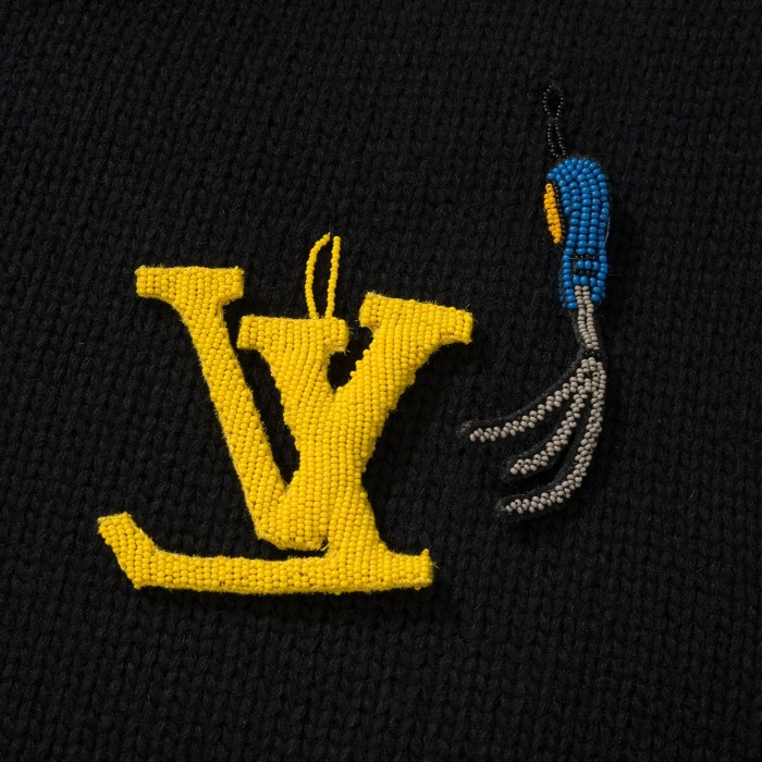 NIGO Louis Vuitton Men's Autumn and Winter Black Embroidered Letter Logo Tool Pattern Round Neck Long Sleeve Sweater Pullover #nigo73158