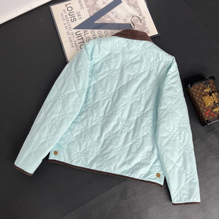 NIGO Louis Vuitton Men's Fall And Winter Light Blue Patchwork Fitted Lapel Single Breasted Long Sleeved Jacket #nigo73167