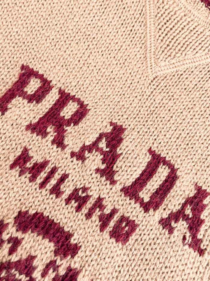NIGO Prada Women's Spring/Summer Striped Logo Letter Wool Crew Neck Sleeveless Knit Sweater #nigo73164