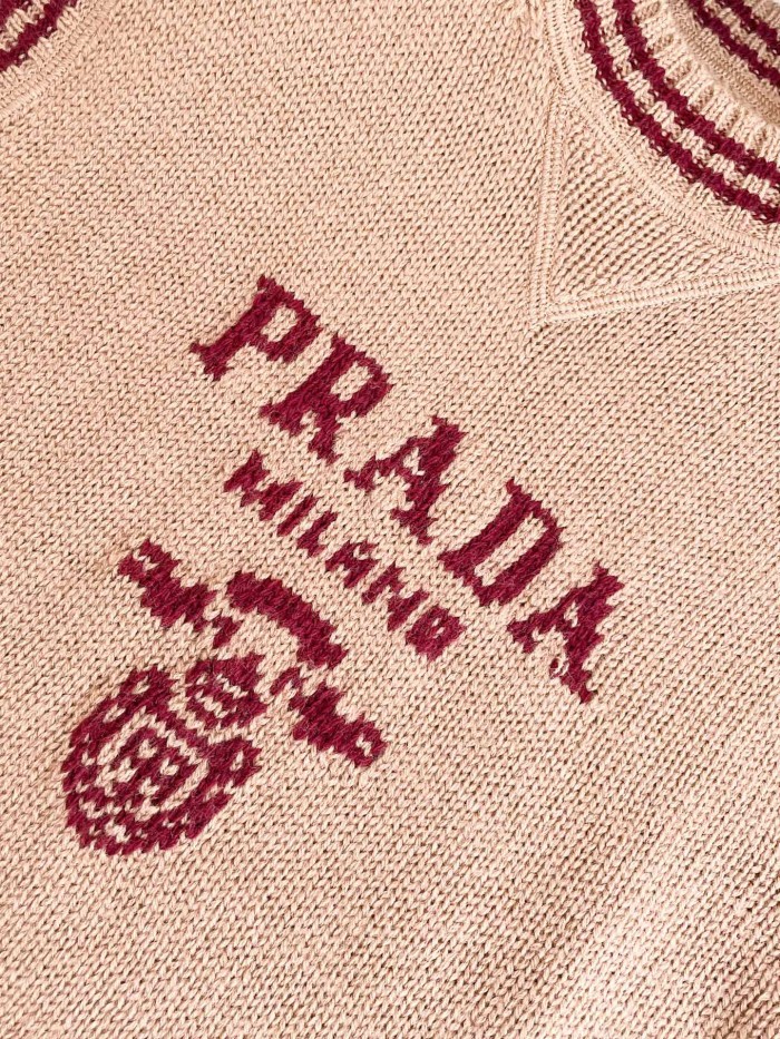 NIGO Prada Women's Spring/Summer Striped Logo Letter Wool Crew Neck Sleeveless Knit Sweater #nigo73164