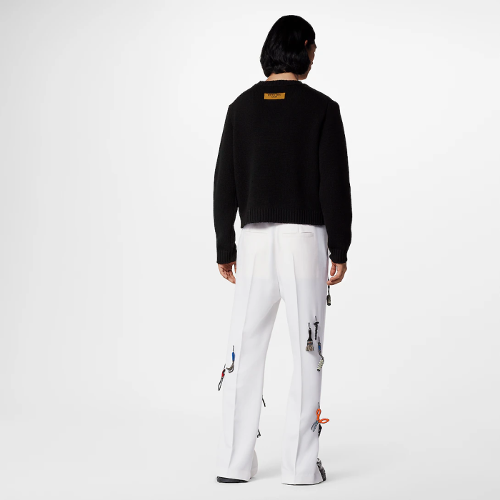NIGO Louis Vuitton Men's Autumn and Winter Black Embroidered Letter Logo Tool Pattern Round Neck Long Sleeve Sweater Pullover #nigo73158