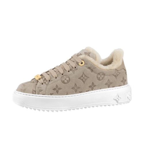 NIGO Louis Vuitton Women's Autumn and Winter Solid Color Letter Printed Cowhide Round Toe Low Top Lace Up Flat Shoes #nigo73166